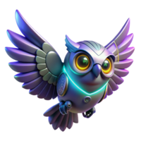 Cybernetic Owl in Flight in a Futuristic Three Dimensional Scene of Avian Design png