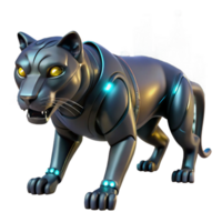 Cybernetic Panther Robotic Cat A futuristic panther crafted as a robotic cat, navigating the digital jungle with precision. png