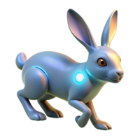 Cybernetic Rabbit Three Dimensional Render in a Futuristic Scene of Design png