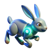 Cybernetic Rabbit 3D Render A futuristic rabbit crafted in a stunning three-dimensional render, showcasing advanced design. png
