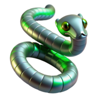 Metallic Green Robot Snake in a Futuristic Three Dimensional Scene of Design png
