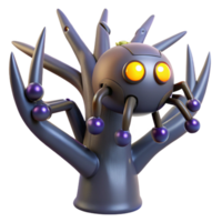 Cybernetic Tree Creature A futuristic 3D depiction of a cybernetic tree creature, showcasing its advanced design and mechanical features. png