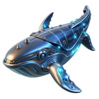 Cybernetic Whale Futuristic Marine Robot - A futuristic depiction of a whale with cybernetic elements showcasing advanced mechanical design and sleek features png
