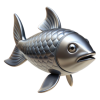 Metallic Fish 3D Model A futuristic 3D model of a metallic fish, showcasing its advanced design and mechanical features. png