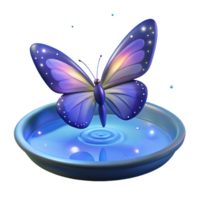 Butterfly Water A 3D Render A serene scene of a butterfly navigating a body of water, brought to life in a stunning three-dimensional render. png
