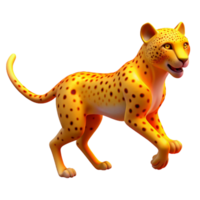 Cute Cheetah 3D Render An adorable cheetah navigating the digital savannah, captured in a stunning three-dimensional render. png
