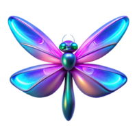 Iridescent Dragonfly 3D Render A stunning 3D depiction of a dragonfly with iridescent features, showcasing a spectrum of colors and ethereal beauty. png