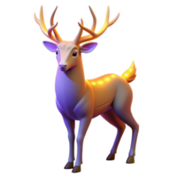 Glowing Deer 3D Render A radiant deer navigating the digital forest, its fur glowing with vibrant colors in a stunning render. png