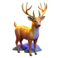 Cute Deer 3D Render An adorable deer navigating the digital forest, captured in a stunning three-dimensional render. png