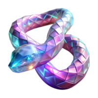 Iridescent Polygonal Snake in a Stunning Three Dimensional Render of Color and Movement png
