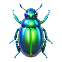 Iridescent Beetle 3D Render A radiant beetle with iridescent colors, brought to life in a stunning three-dimensional render. png