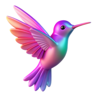 Rainbow Hummingbird 3D Render - A vibrant 3D render of a hummingbird with rainbow colors highlighting its delicate beauty and dynamic movement png