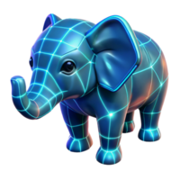 Neon Wireframe Elephant 3D Model A dynamic depiction of an elephant crafted in a neon wireframe model, capturing the essence of digital design. png