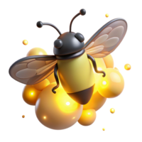 Cute Bumblebee 3D Render An adorable bumblebee navigating the digital garden, captured in a whimsical three-dimensional render. png