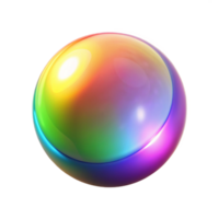 Rainbow Sphere Abstract 3D Render A dynamic depiction of a sphere glowing with rainbow colors, captured in abstract three-dimensional art. png