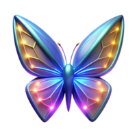 Luminous Butterfly 3D Render A radiant butterfly with wings that glow with vibrant colors, captured in a stunning three-dimensional render. png