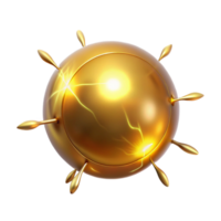 Golden Sphere with Energy A dynamic depiction of a sphere glowing with golden energy, capturing the essence of power in a digital world. png