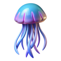 Vibrant Jellyfish 3D Render A luminous 3D depiction of a jellyfish, highlighting its glowing features and enchanting presence. png
