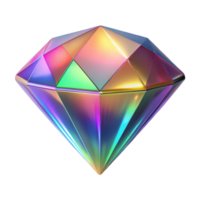 Iridescent Gem Prismatic Facets A radiant gem crafted with prismatic facets, its surface shimmering with iridescent colors in a digital world. png