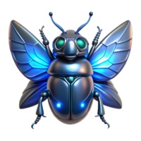 Metallic Insect with Wings A futuristic 3D model of a metallic insect with wings, emphasizing its advanced design and mechanical features. png