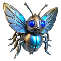 Metallic Insect Robot with Wings A futuristic insect robot crafted with wings, navigating the digital realm with precision. png