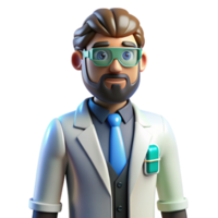 3D Cartoon Scientist A playful depiction of a scientist brought to life in a whimsical three-dimensional cartoon style. png