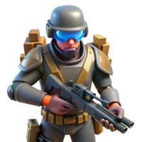Future Soldier Combat Action Game A thrilling 3D render of a future soldier in combat, blending advanced technology with intense action. png