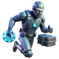 Futuristic Soldier with Energy Orb - A dynamic depiction of a soldier with an energy orb capturing the essence of advanced technology and intense action png