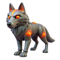 Cybernetic Wolf 3D Render A futuristic wolf crafted in a stunning three-dimensional render, showcasing advanced design. png