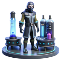 Lab Scientist in Futuristic Gear in a Visionary Three Dimensional Scene of Innovation png