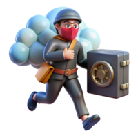 Masked Figure Stealing Data A dynamic depiction of a figure navigating a world of data, capturing the essence of mystery in a digital world. png