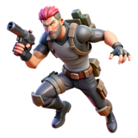 Action Game Three Dimensional Render of a Soldier in a Dynamic Scene of Adventure png