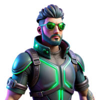 Cyberpunk Agent Neon Gear A dynamic depiction of an agent navigating a world of neon gear, capturing the essence of innovation in a digital world. png