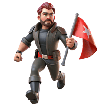 3d framställa löpning soldat med flagga en dynamisk 3d framställa av en soldat löpning med en flagga, fångande de väsen av patriotism och intensiv handling. png