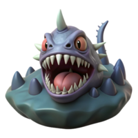 Cute Monster, 3D Render A playful depiction of a monster brought to life in a whimsical three-dimensional render. png