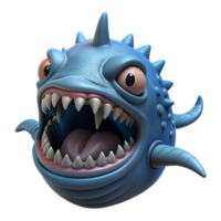Cute Monster with Sharp Teeth A playful depiction of a monster with sharp teeth, brought to life in a whimsical three-dimensional render. png