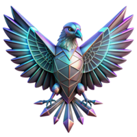 Metallic Eagle Crest Design A dynamic depiction of an eagle crafted in a metallic crest, capturing the essence of power in a digital world. png