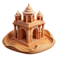 Sandcastle Temple Three Dimensional Render with Intricate Details and Playful Design png