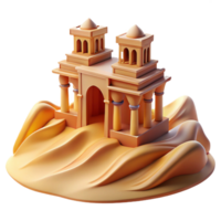 Desert Temple 3D Render A serene depiction of a temple in the desert, brought to life in a stunning three-dimensional render. png