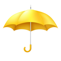 Bright yellow umbrella with a curved handle opened fully with a smooth surface representing protection rainy days and the practical elegance of carrying stylish accessories for unpredictable weather png