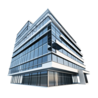 Modern glass office building with sharp angles and reflective windows symbolizing innovation and the architectural beauty of contemporary design png