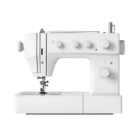 White sewing machine with multiple dials symbolizing creativity and the precision of crafting clothes and fabric designs png