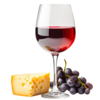 Glass of red wine with cheese and grapes symbolizing indulgence and the timeless pairing of exquisite flavors png
