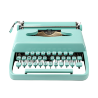 Retro blue typewriter with crisp white keys and a sleek design symbolizing creativity storytelling and the enduring appeal of mechanical writing devices png