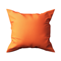 Bright orange square pillow with a smooth fabric texture and a plump fluffy appearance bringing comfort support and a pop of color to any space png