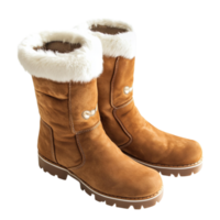 Stylish brown winter boots with a warm faux fur lining and a rugged sole providing both fashion and functionality for snowy and cold weather png