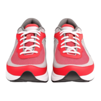 Sleek red and white athletic sneakers with a cushioned sole and breathable mesh design ensuring comfort durability and style for active lifestyles png