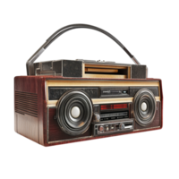 Vintage radio with wooden casing large speakers and a retractable antenna symbolizing nostalgia communication and the golden age of broadcasting png