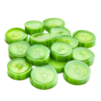 Fresh cucumber slices arranged in a circular pattern with a vibrant green color symbolizing health hydration and the refreshing essence of garden vegetables png