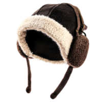 Brown furlined trapper hat with ear flaps and a rugged design symbolizing warmth protection and the practical style of winter accessories png